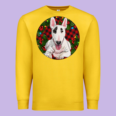 Christmas Bull Terrier Premium Sweatshirt Designed By Ranaportraitstore