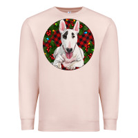 Pale Pink Christmas Bull Terrier Premium Sweatshirt - RanaPortraitStore