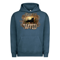 Pigment Midnight Navy Keep it wild western bull Urban Hoodie - HowdyJamesFarm