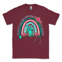 Burgundy nurse life spring stethoscope heart rainbow Classic Tee - BarkalooDesign