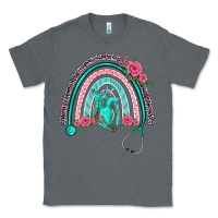 Charcoal Heather nurse life spring stethoscope heart rainbow Classic Tee - BarkalooDesign