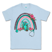 Dusty Blue nurse life spring stethoscope heart rainbow Classic Tee - BarkalooDesign