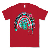 Red nurse life spring stethoscope heart rainbow Classic Tee - BarkalooDesign
