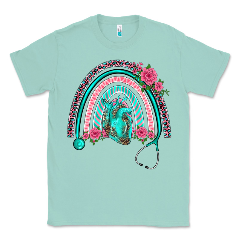 Nurse Life Spring Stethoscope Heart Rainbow Classic Tee by BarkalooDesign | Teevron