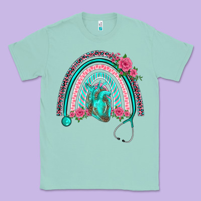 Nurse Life Spring Stethoscope Heart Rainbow Classic Tee Designed By Barkaloodesign