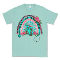 Seafoam nurse life spring stethoscope heart rainbow Classic Tee - BarkalooDesign