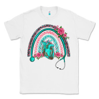 White nurse life spring stethoscope heart rainbow Classic Tee - BarkalooDesign