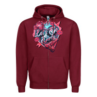 Burgundy lets go girls pink Zipper Hoodie - NancyCooperArtShop