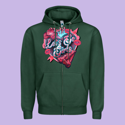 Lets Go Girls Pink Zipper Hoodie Designed By Nancycooperartshop