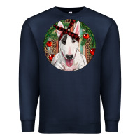 Navy Christmas Bull Terrier Premium Sweatshirt - RanaPortraitStore