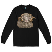 Black merino wool sheep head Long Sleeve Tee - LillyAllenDesigns
