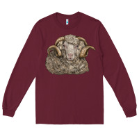 Burgundy merino wool sheep head Long Sleeve Tee - LillyAllenDesigns