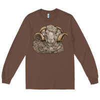 Chestnut merino wool sheep head Long Sleeve Tee - LillyAllenDesigns