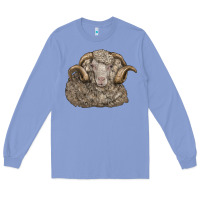 Colony Blue merino wool sheep head Long Sleeve Tee - LillyAllenDesigns
