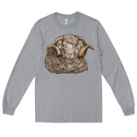 Heather Grey merino wool sheep head Long Sleeve Tee - LillyAllenDesigns