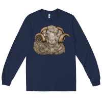 Navy merino wool sheep head Long Sleeve Tee - LillyAllenDesigns