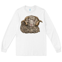 White merino wool sheep head Long Sleeve Tee - LillyAllenDesigns