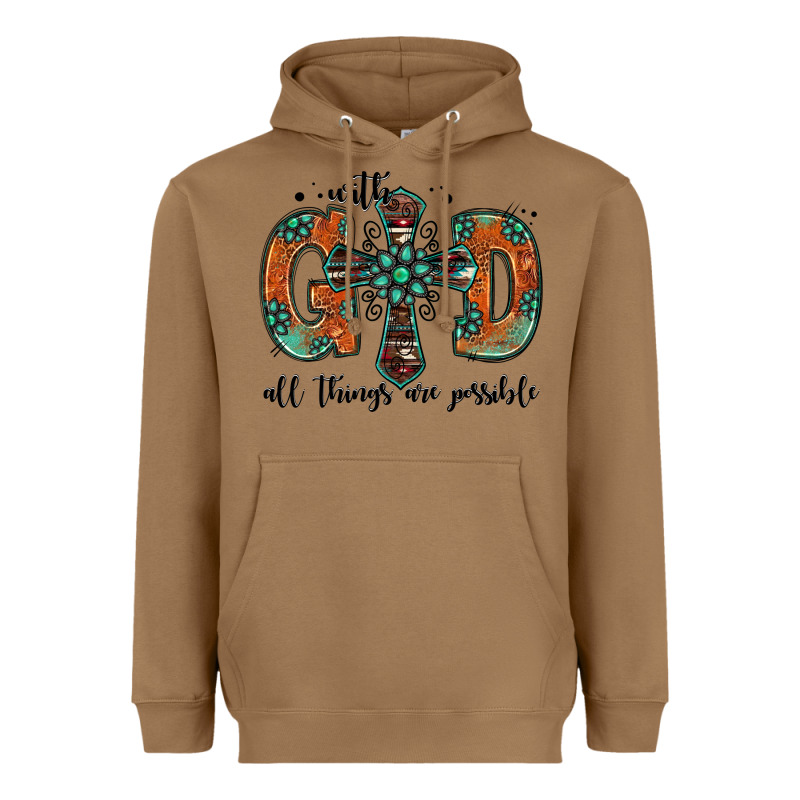 With God All Things Are Possible Gemstone Cross Heavyweight Hoodie by Jasminsmagicworld | Teevron