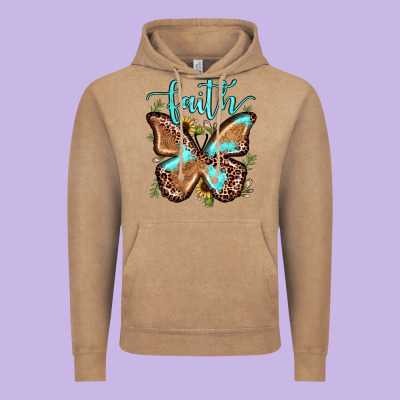 Faith Leopard Butterfly Vintage Hoodie Designed By Jahusdesignshop