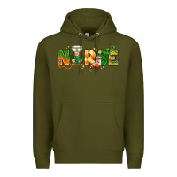 Army Green st patricks day nurse with gnome Premium Hoodie - NancyCooperArtShop