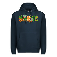 Navy st patricks day nurse with gnome Premium Hoodie - NancyCooperArtShop