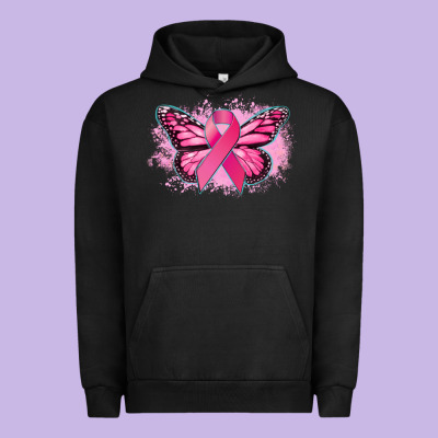 Cancer Ribbon Butterfly Cancer Awareness Urban Hoodie Designed By Howdyjamesfarm