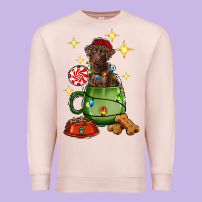 Christmas Coffee Cup With Labrador Premium Sweatshirt Designed By Ranaportraitstore