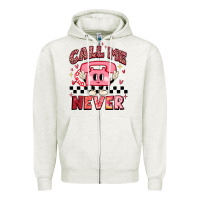 Oatmeal Heather call me never Zipper Hoodie - MaliasSmallBusiness