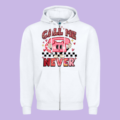 Call Me Never Zipper Hoodie Designed By Maliassmallbusiness