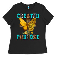 Black created with a purpose Ladies Tee - texasbilliewilder