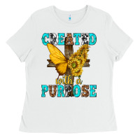 White created with a purpose Ladies Tee - texasbilliewilder