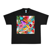 Black flowers ice cream fruit Urban Heavy Tee - BundleAndBundleShop
