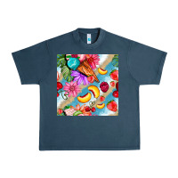Midnight Navy flowers ice cream fruit Urban Heavy Tee - BundleAndBundleShop