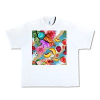 White flowers ice cream fruit Urban Heavy Tee - BundleAndBundleShop