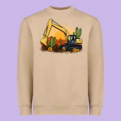 Excavator Cactus Sunflower Sunset Heavyweight Sweatshirt Designed By Artiststas