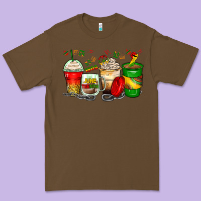 Juneteenth Coffee Cups Premium Tee Designed By Zillion Design Studio