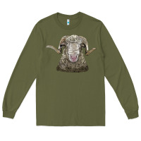 Army Green rambouillet sheep head Long Sleeve Tee - LillyAllenDesigns