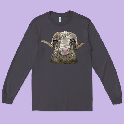Rambouillet Sheep Head Long Sleeve Tee Designed By Lillyallendesigns