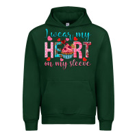 Forest Green I wear my heart on my sleeve Valentine's Day Urban Hoodie - HowdyJamesFarm
