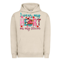 Pigment French Oak I wear my heart on my sleeve Valentine's Day Urban Hoodie - HowdyJamesFarm