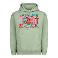 Pigment Oil Green I wear my heart on my sleeve Valentine's Day Urban Hoodie - HowdyJamesFarm