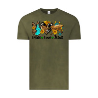 Vintage Olive peace love jesus Vintage Tee - AdoDesignShop