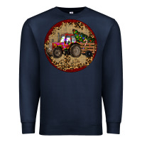 Navy Christmas Tractor Premium Sweatshirt - RanaPortraitStore