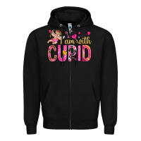 Black i am with cupid Zipper Hoodie - NancyCooperArtShop