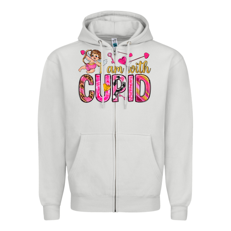 I Am With Cupid Zipper Hoodie by NancyCooperArtShop | Teevron