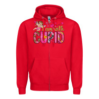 Red i am with cupid Zipper Hoodie - NancyCooperArtShop