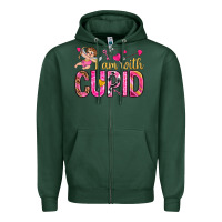 Sports Green i am with cupid Zipper Hoodie - NancyCooperArtShop