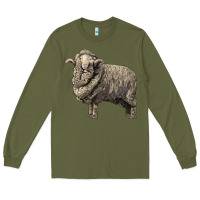 Army Green merino wool sheep Long Sleeve Tee - LillyAllenDesigns