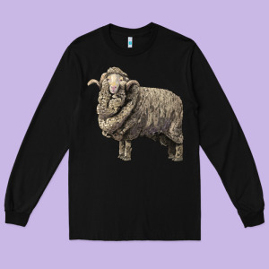 Merino Wool Sheep Long Sleeve Tee Designed By Lillyallendesigns