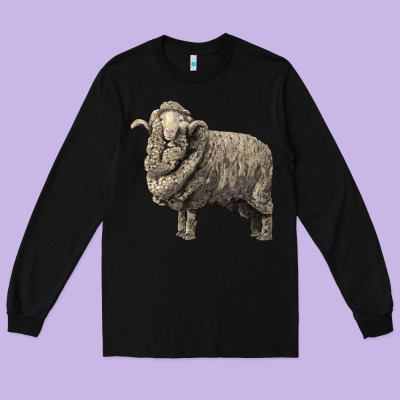 Merino Wool Sheep Long Sleeve Tee Designed By Lillyallendesigns